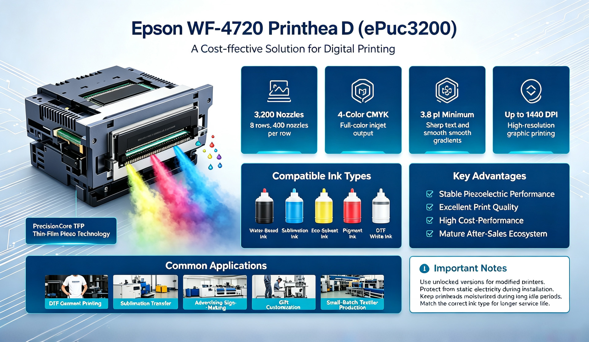 最新の企業ブログについて Epson WF-4720 Printhead EPS3200 | PrecisionCore TFP Print Head for DTF & Sublimation Printing