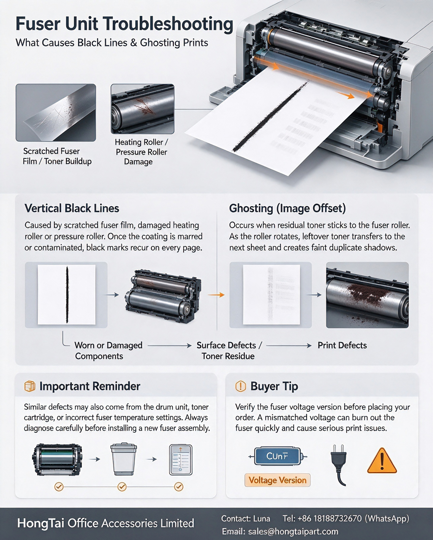 最新の企業ブログについて Fuser Unit Troubleshooting: What Causes Vertical Black Lines & Ghosting on Laser Prints
